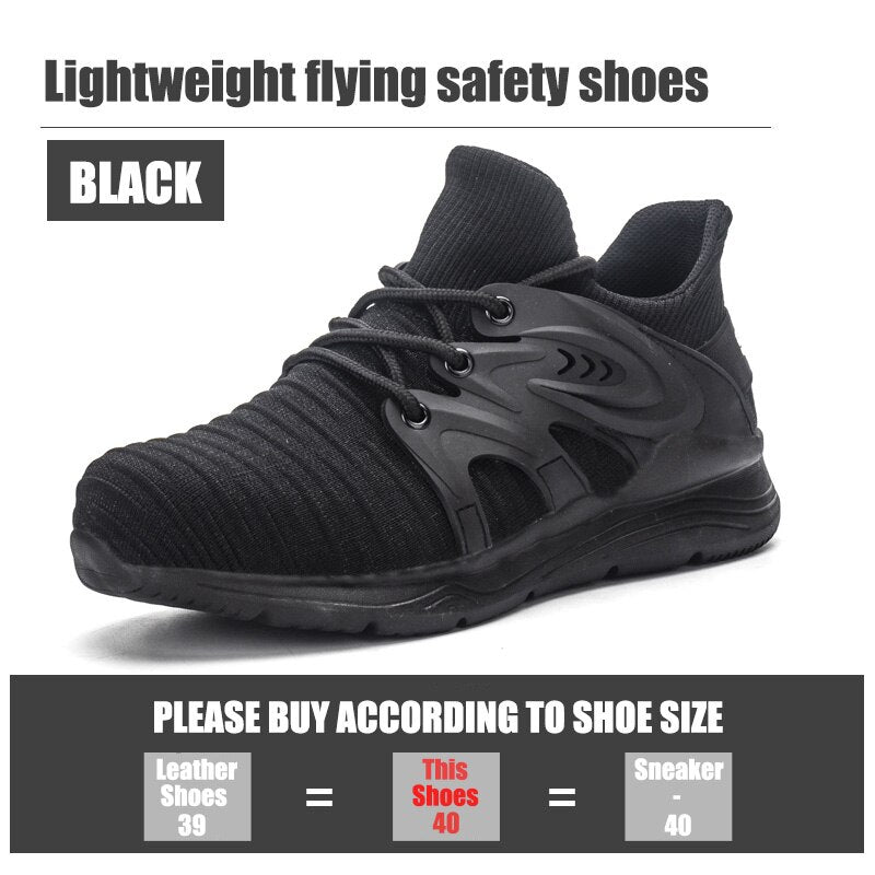 Summer Indestructible Work Shoes Men Steel Toe Air Safety Boots Anti-smashing Men Construction Boots Safety Work