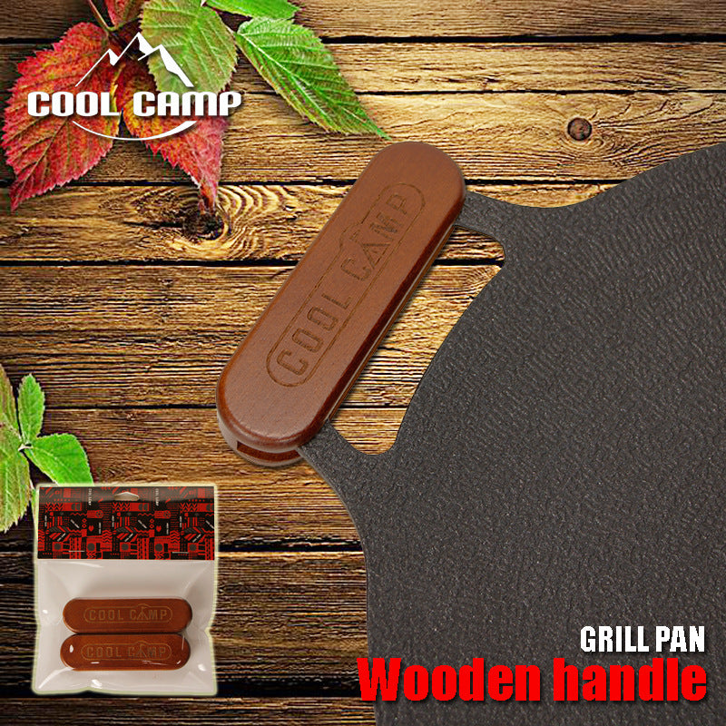 2 Pcs Solid Wood Handles For Outdoor Camping Portable Barbecue Tray