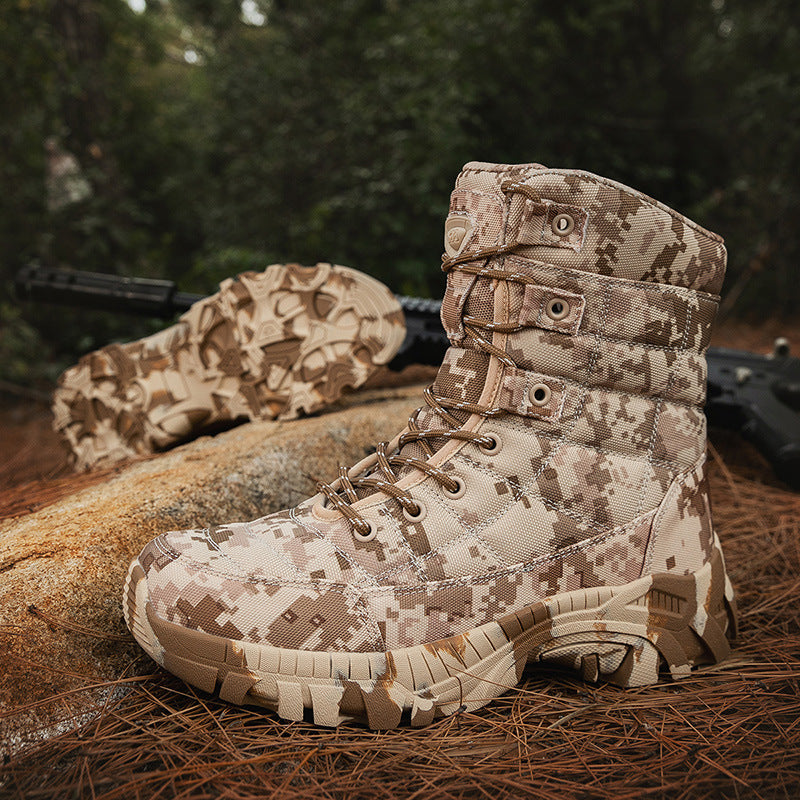 Outdoor camouflage boots high top outdoor hiking boots for men hiking training boots for men