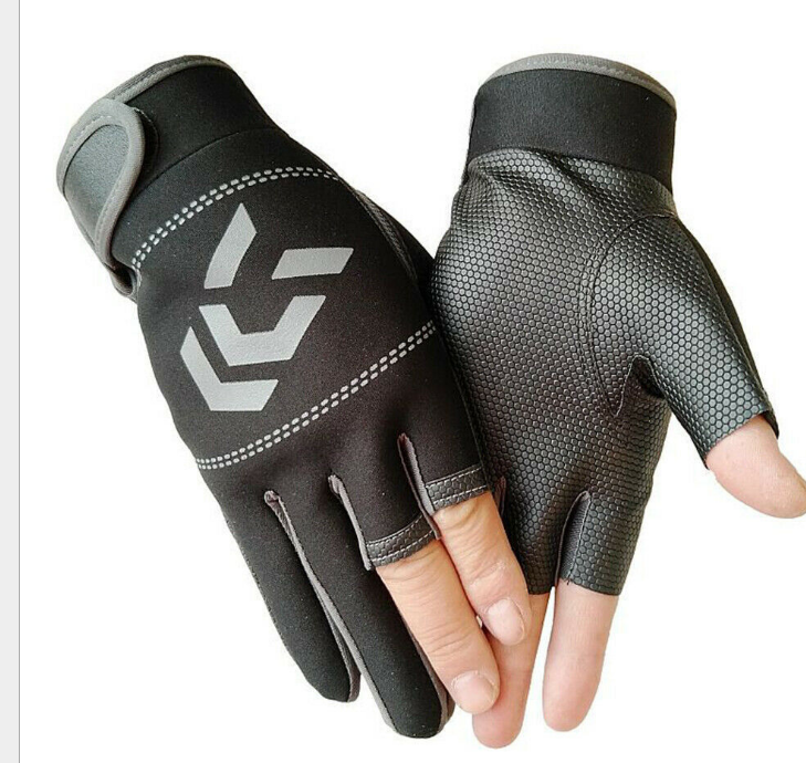 1 Pair Fishing Gloves Men Women Outdoor Fishing Anti-slip 3 Cut Finger Sports Fish Equipment Angling SBR Gloves
