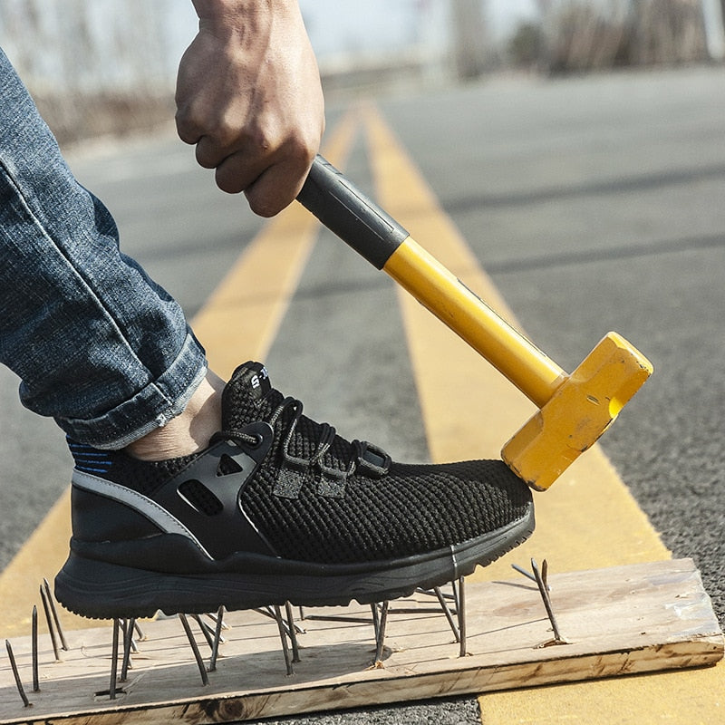 Summer Indestructible Work Shoes Men Steel Toe Air Safety Boots Anti-smashing Men Construction Boots Safety Work