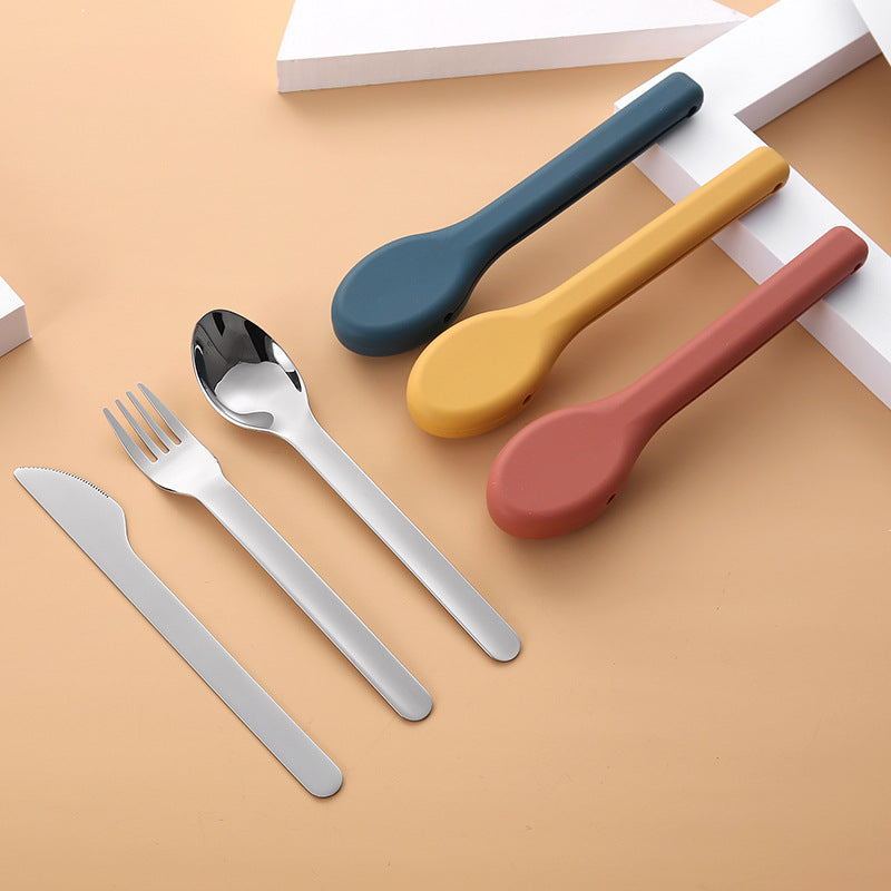 Portable Silicone Camping Cutlery Set with 304 Stainless Steel Spoon and Chopsticks