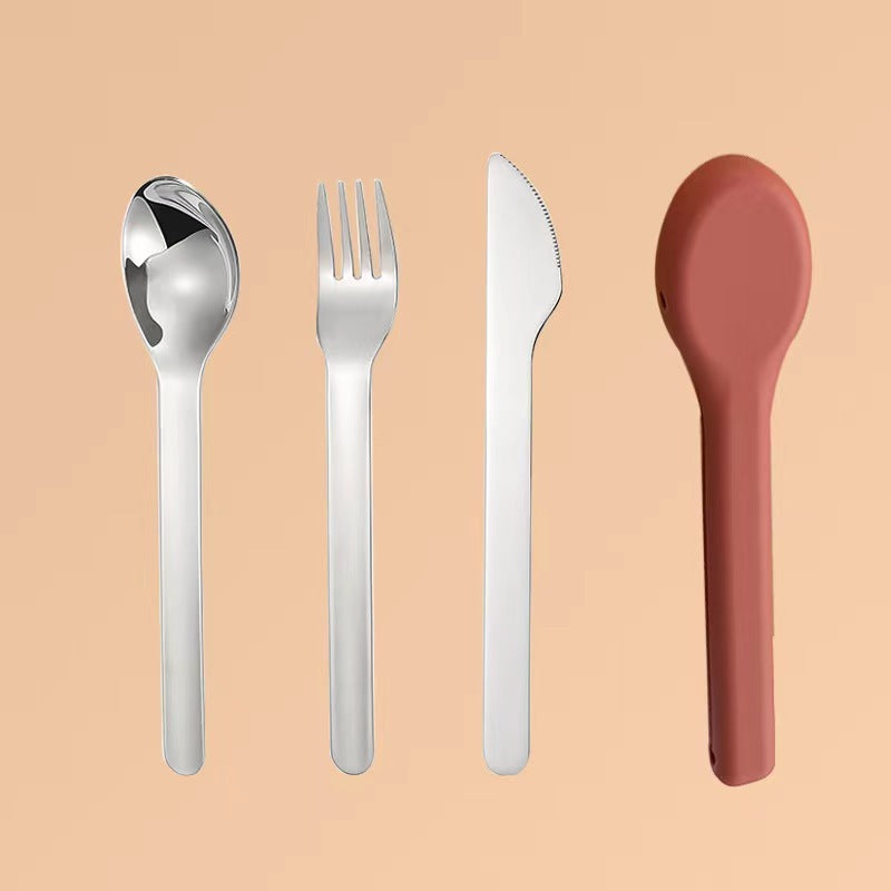 Portable Silicone Camping Cutlery Set with 304 Stainless Steel Spoon and Chopsticks