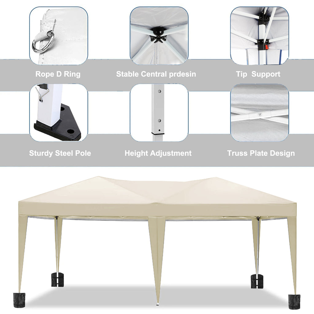 10'x20 'folding canopy with 6 detachable side walls for outdoor activity shelter UPF 50+terrace portable tent