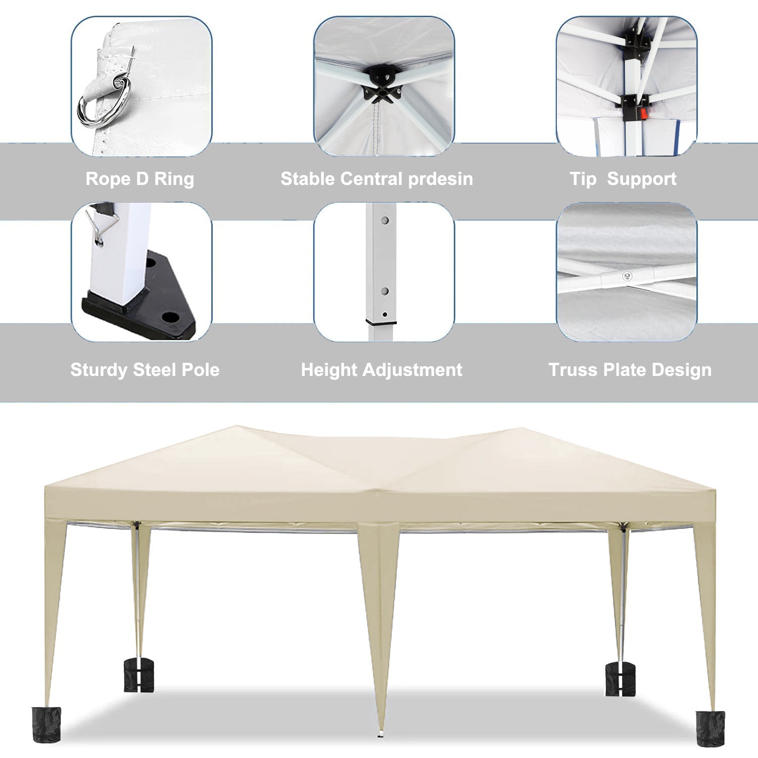 10'x20 'folding canopy with 6 detachable side walls for outdoor activity shelter UPF 50+terrace portable tent