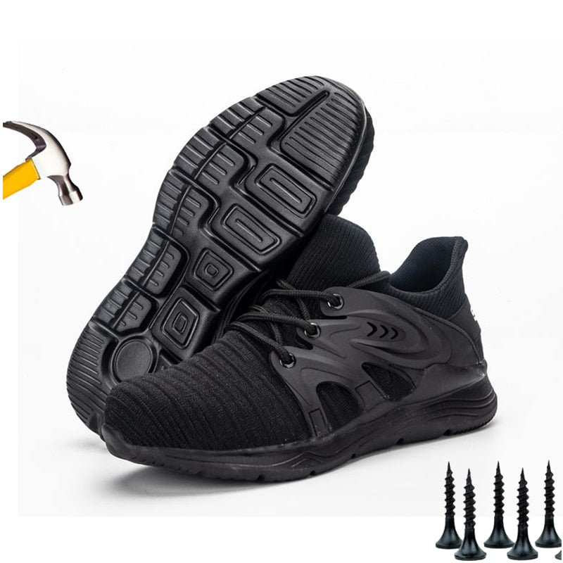 Summer Indestructible Work Shoes Men Steel Toe Air Safety Boots Anti-smashing Men Construction Boots Safety Work