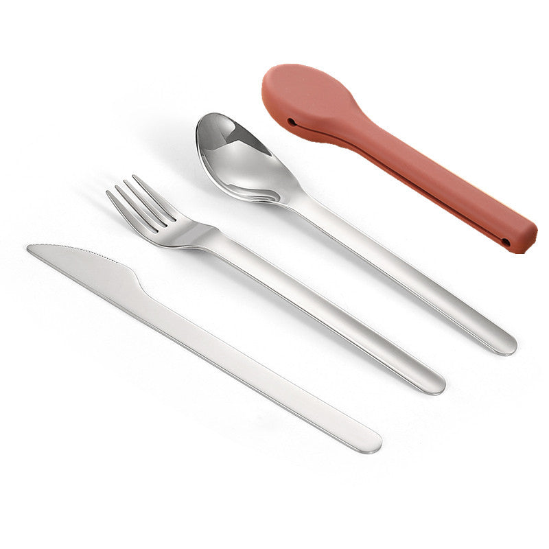 Portable Silicone Camping Cutlery Set with 304 Stainless Steel Spoon and Chopsticks