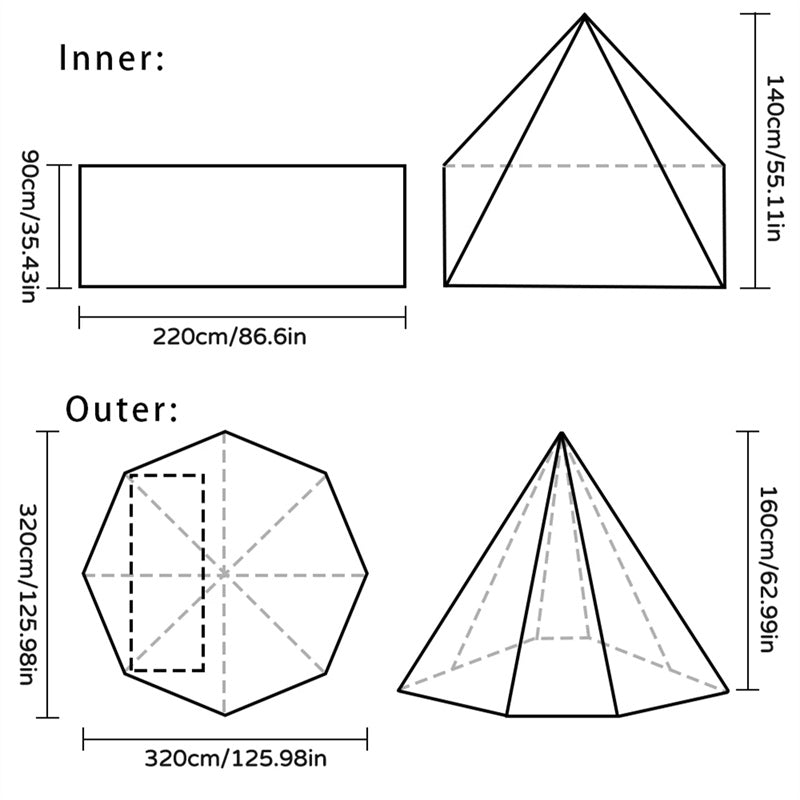 Outdoor Pyramid Tent Flame Retardant Indian Tent